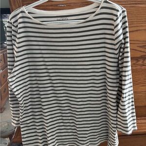 Talbots olive and White Striped Women's Top